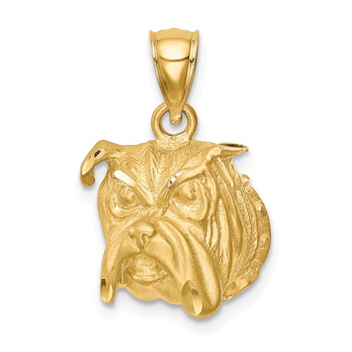 14k Yellow Gold Dog Face Pendant 1/2in