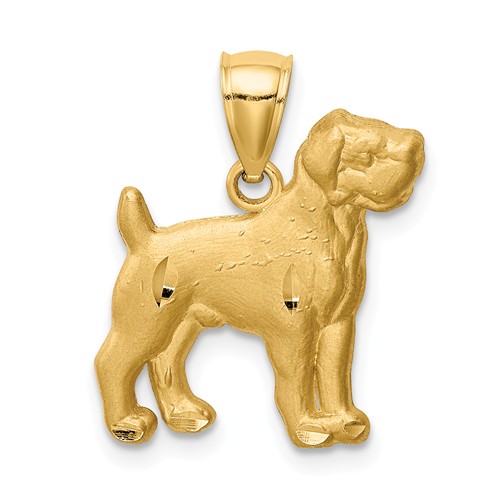 14k Yellow Gold Boxer Dog Pendant 5/8in