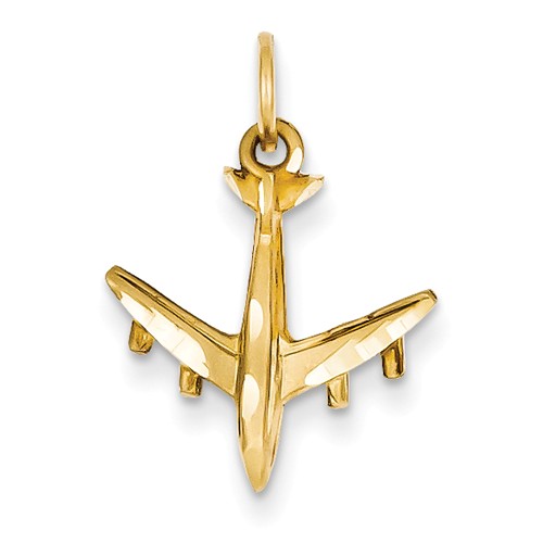 3-D Airplane Charm 5/8in 14k Yellow Gold