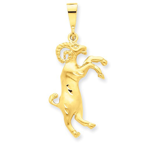 14kt Yellow Gold 1 1/4in Aries Zodiac Pendant