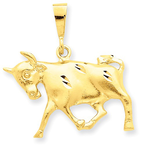 14kt Yellow Gold 3/4in Taurus Zodiac Pendant