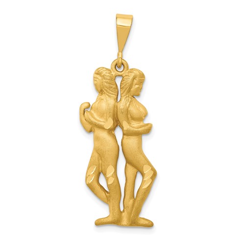 14kt Yellow Gold 1 1/4in Gemini Zodiac Pendant