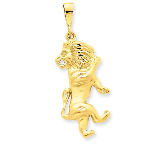 14kt Yellow Gold 1 1/4in Leo Zodiac Pendant