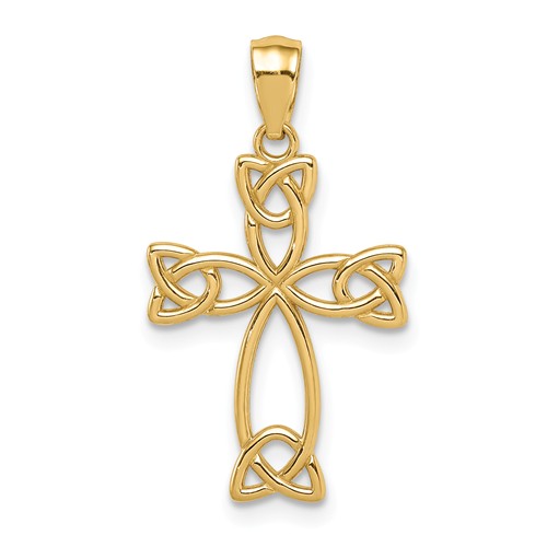 14k Yellow Gold Celtic Cross with Cut-out Design 3/4in
