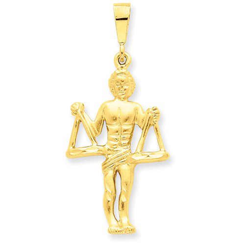 14kt Yellow Gold 1 1/4in Libra Zodiac Pendant