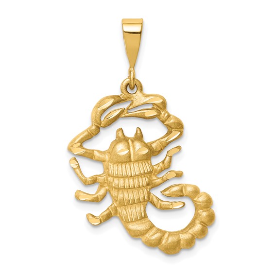 14kt Yellow Gold 1in Scorpio Zodiac Pendant