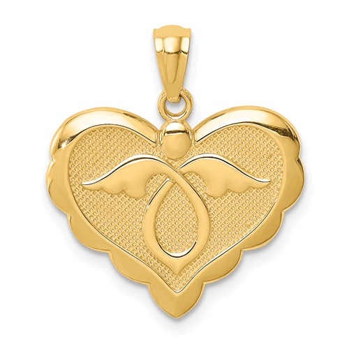 14k Yellow Gold Yellow Gold Angel in Heart Pendant 9/16in
