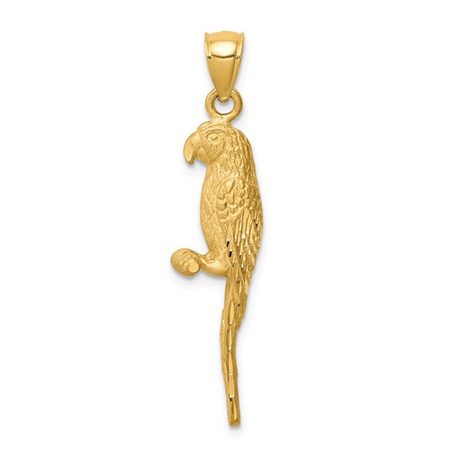 14k Yellow Gold Parrot Pendant 1in