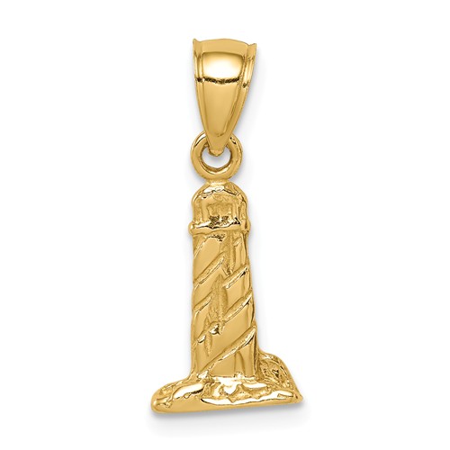 14k Yellow Gold Lighthouse Pendant 1/2in