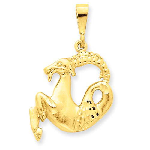 14kt Yellow Gold 1in Capricorn Zodiac Pendant
