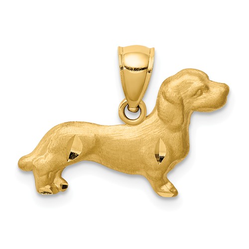 14k Yellow Gold Dachshund Pendant 1/2in
