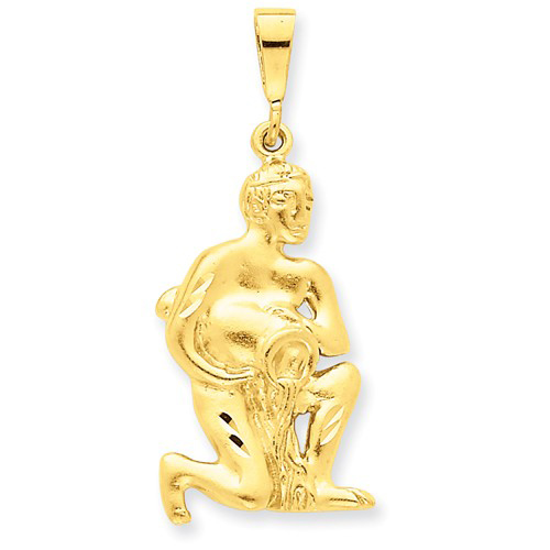 14k Yellow Gold 1 1/4in Aquarius Zodiac Pendant
