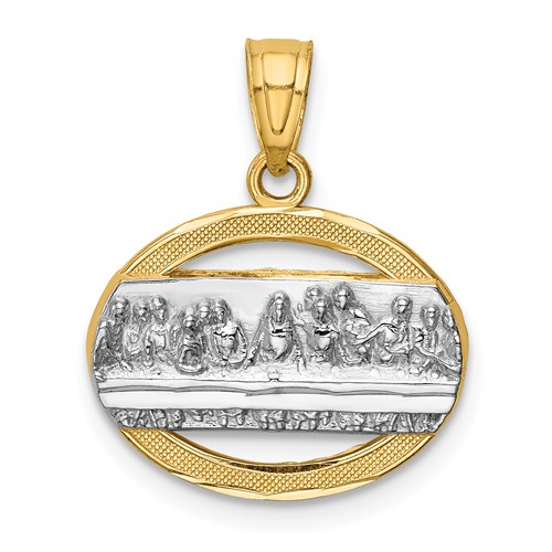 14k Yellow Gold Rhodium The Last Supper Pendant 1/2in