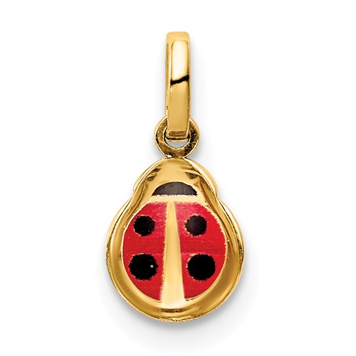 14k Yellow Gold Enamel Ladybug Charm 1/4in