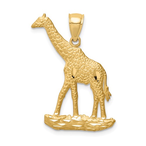 14k Yellow Gold Giraffe Pendant 1in