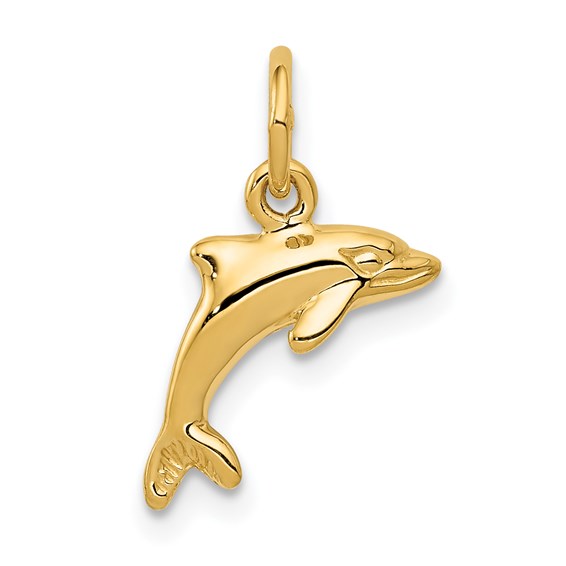 14kt Yellow Gold 3/8in Dolphin Pendant
