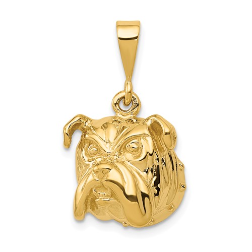 14k Yellow Gold Bulldog Head Pendant