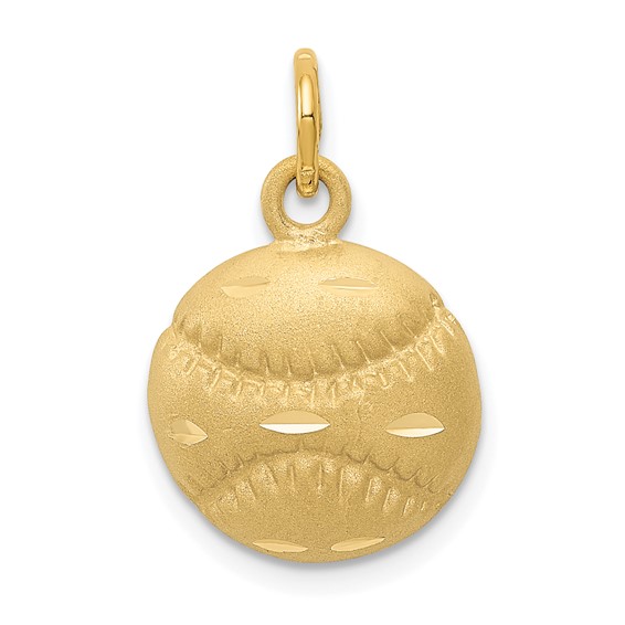 14kt Yellow Gold 1/2in Baseball Charm