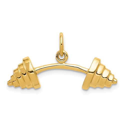 14k Yellow Gold Barbell Pendant with Open Back