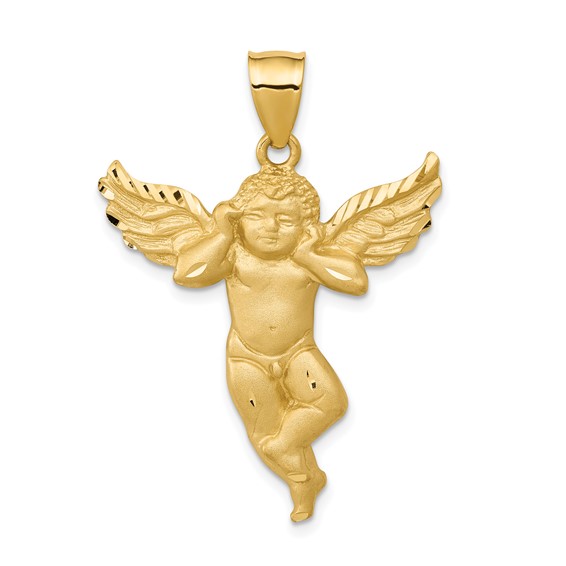 14kt Yellow Gold 1 1/8in Angel Hear No Evil Pendant