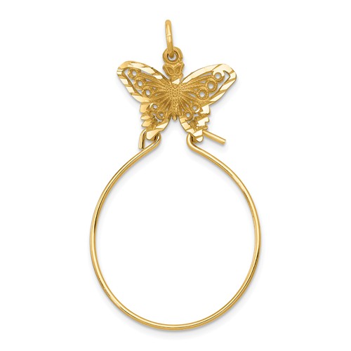 14k Yellow Gold Butterfly Charm Holder Pendant