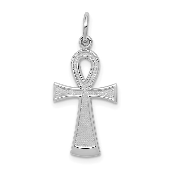 14kt White Gold 3/4in Ankh Cross Pendant