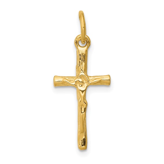 14kt Yellow Gold 5/8in Tapered Crucifix Charm