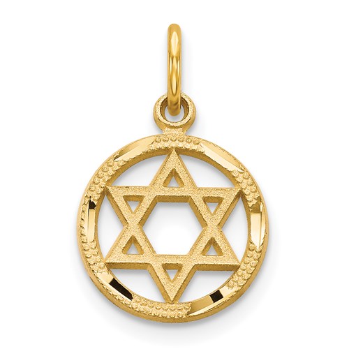 14kt Gold 7/16in Solid Polished Star of David Charm