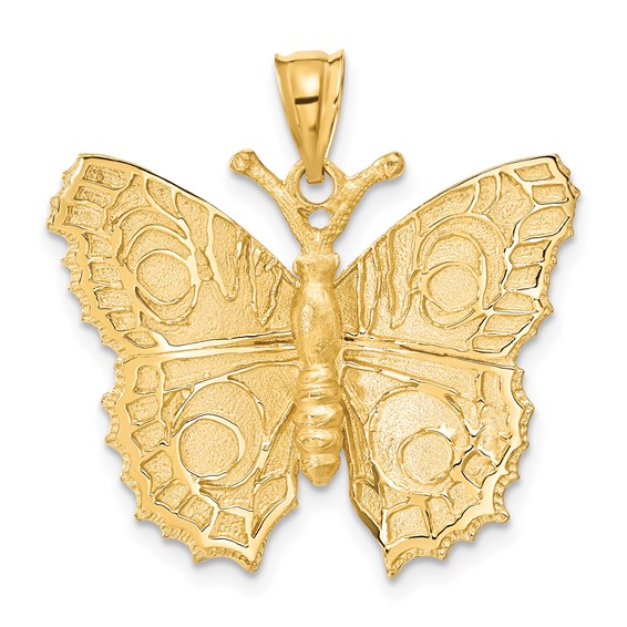 14k Yellow Gold Butterfly Pendant 1in