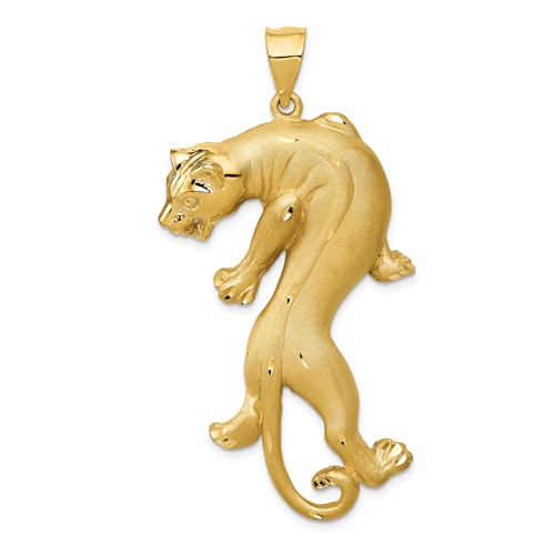 14k Yellow Gold Panther Pendant 1.75in