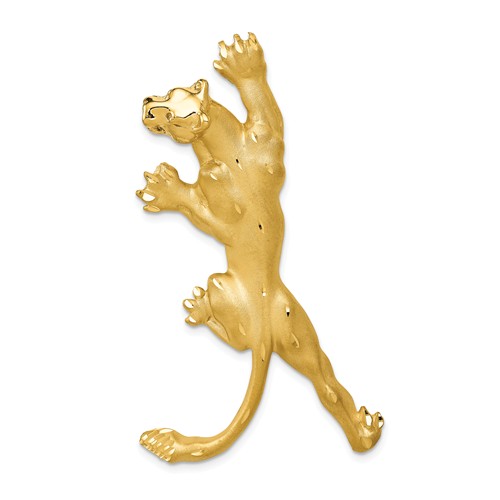 14k Yellow Gold Large Panther Pendant with Satin Finish 2in