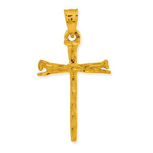 14kt Yellow Gold 1in Nails Cross Pendant CBEL18611 | Joy Jewelers