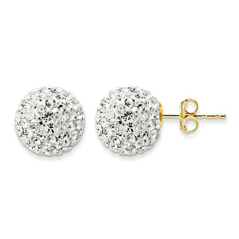 14kt Yellow Gold Crystal Ball Post Earrings