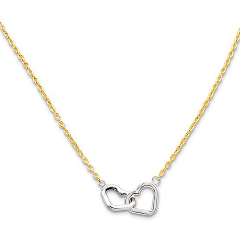 10kt Two-tone Gold Double Heart 17in Necklace