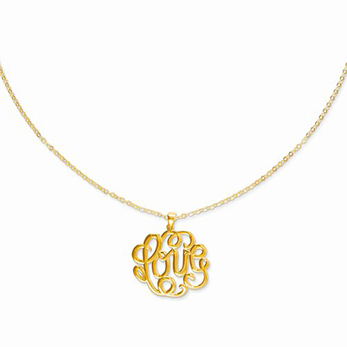 14kt Yellow Gold Monogram Love 17in Necklace