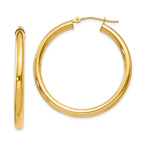 14k Yellow Gold 1 3/8in Round Hoop Earrings