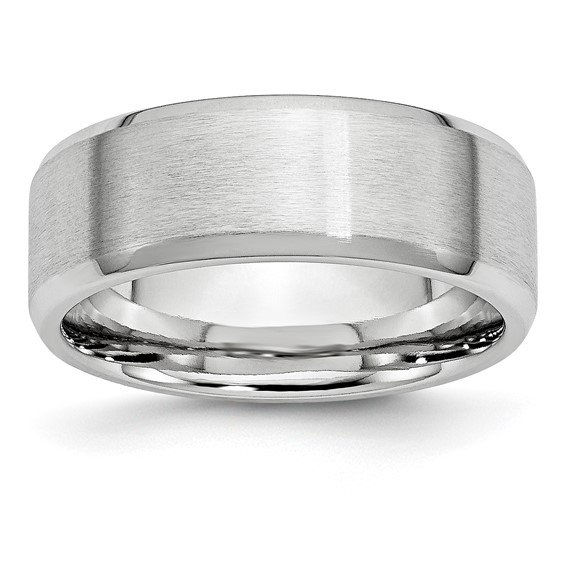 Cobalt 8mm Satin Wedding Band with Polished Edges