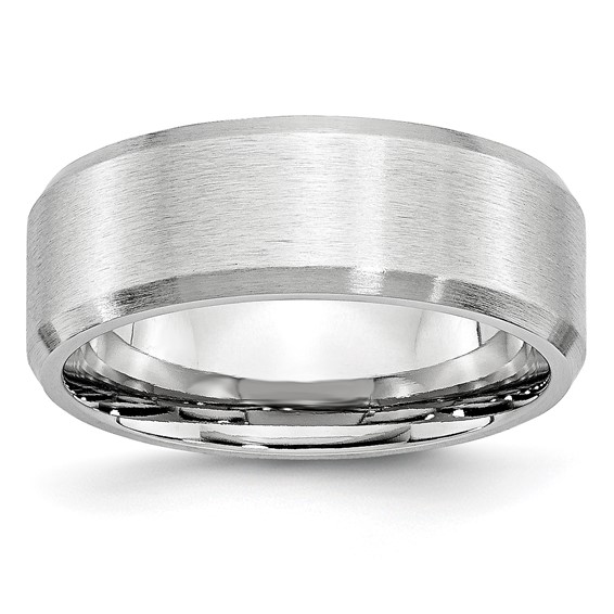 Cobalt 8mm Satin Wedding Band with Beveled Edges