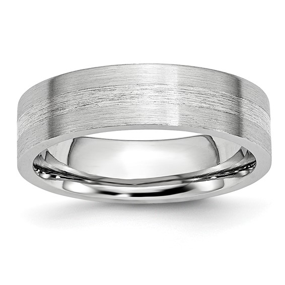 6mm Cobalt Flat Satin Band with Sterling Silver Inlay