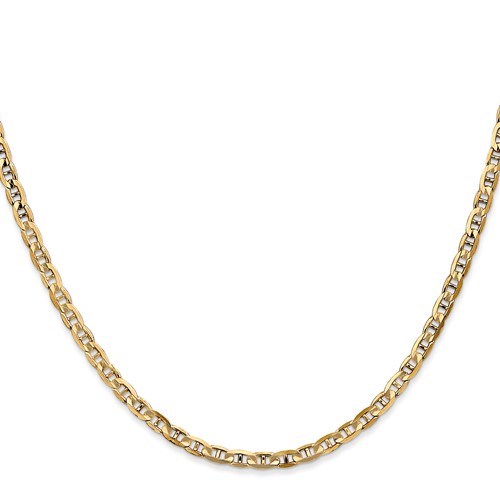14kt Yellow Gold 10in Concave Anchor Anklet 3mm