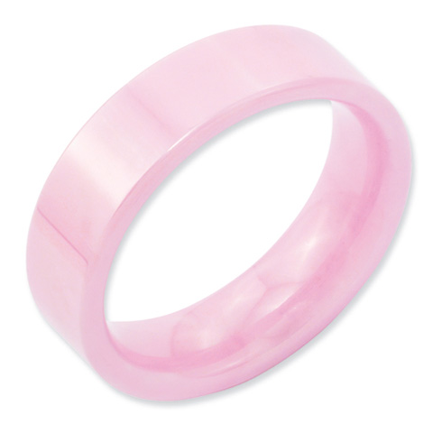 Pink Ceramic 6mm Flat Ring