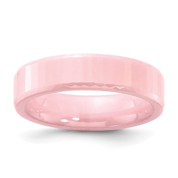 Pink Ceramic Faceted Ring with Beveled Edges 5.5mm