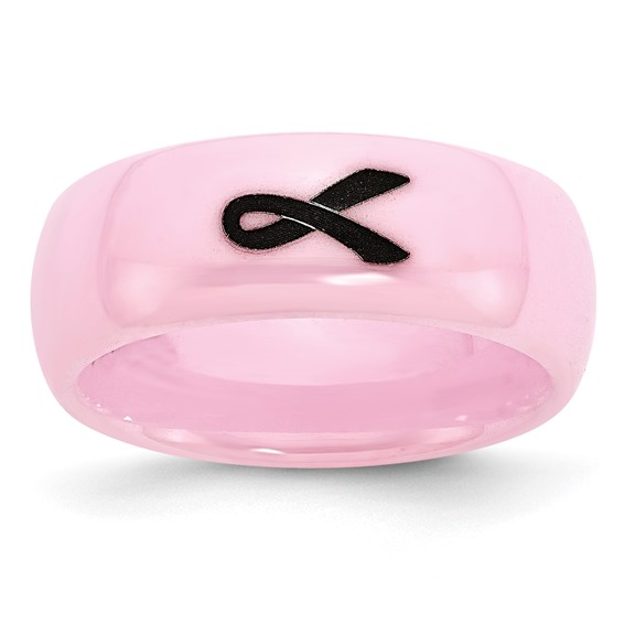 8mm Pink Ceramic Ring with Ribbon
