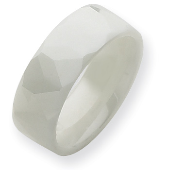 8mm Faceted White Ceramic Ring