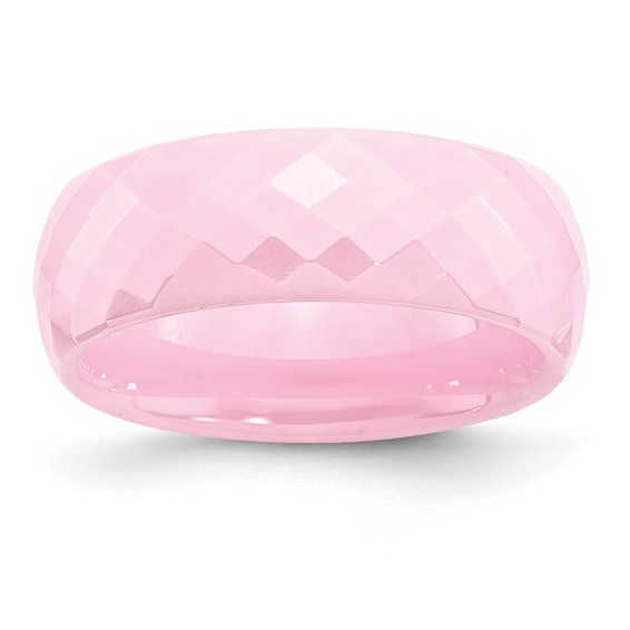 7.5mm Pink Ceramic Ring with Facets