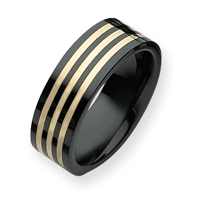 8mm Ceramic Ring with 3 14k Gold Inlays