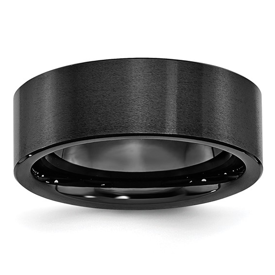 Black Ceramic 8mm Flat Brushed Wedding Band