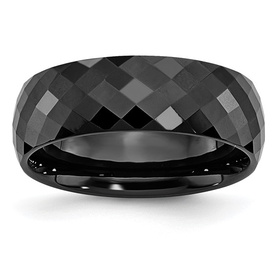 Black Ceramic 8mm Ring with Tiny Facets