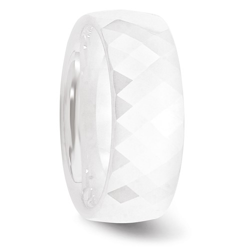 White Ceramic 8mm Faceted Ring