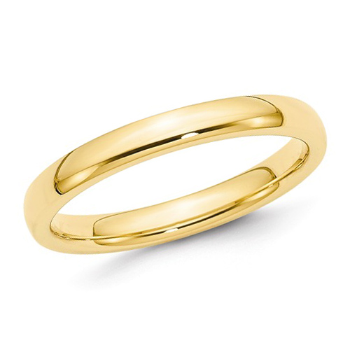 14kt Yellow Gold 3mm Polished Comfort Fit Wedding Band